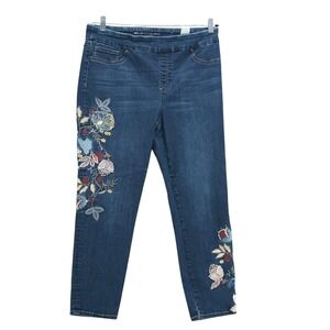 Chicos Embroidered Pull On Jegging Darkwash 2R Or 12R